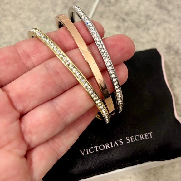 Victoria Secret bracelet set - gold, rose gold, silver bangles - Picture 1 of 1